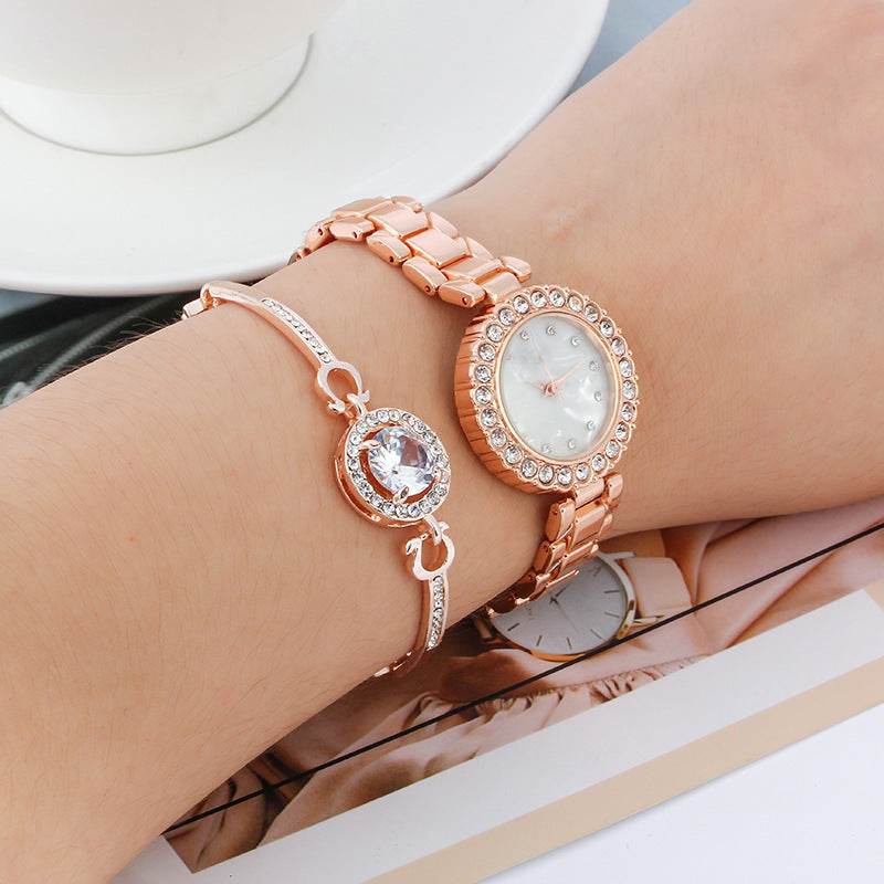 Buy Center Women's Diamond Quartz Watch - Elegant Rose Gold & Silver - Buy Center