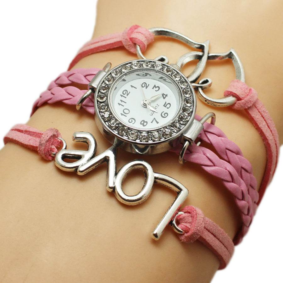 Alloy Love Double Heart-Shaped Woven Watch - Stylish Trendy Accessory - Buy Center