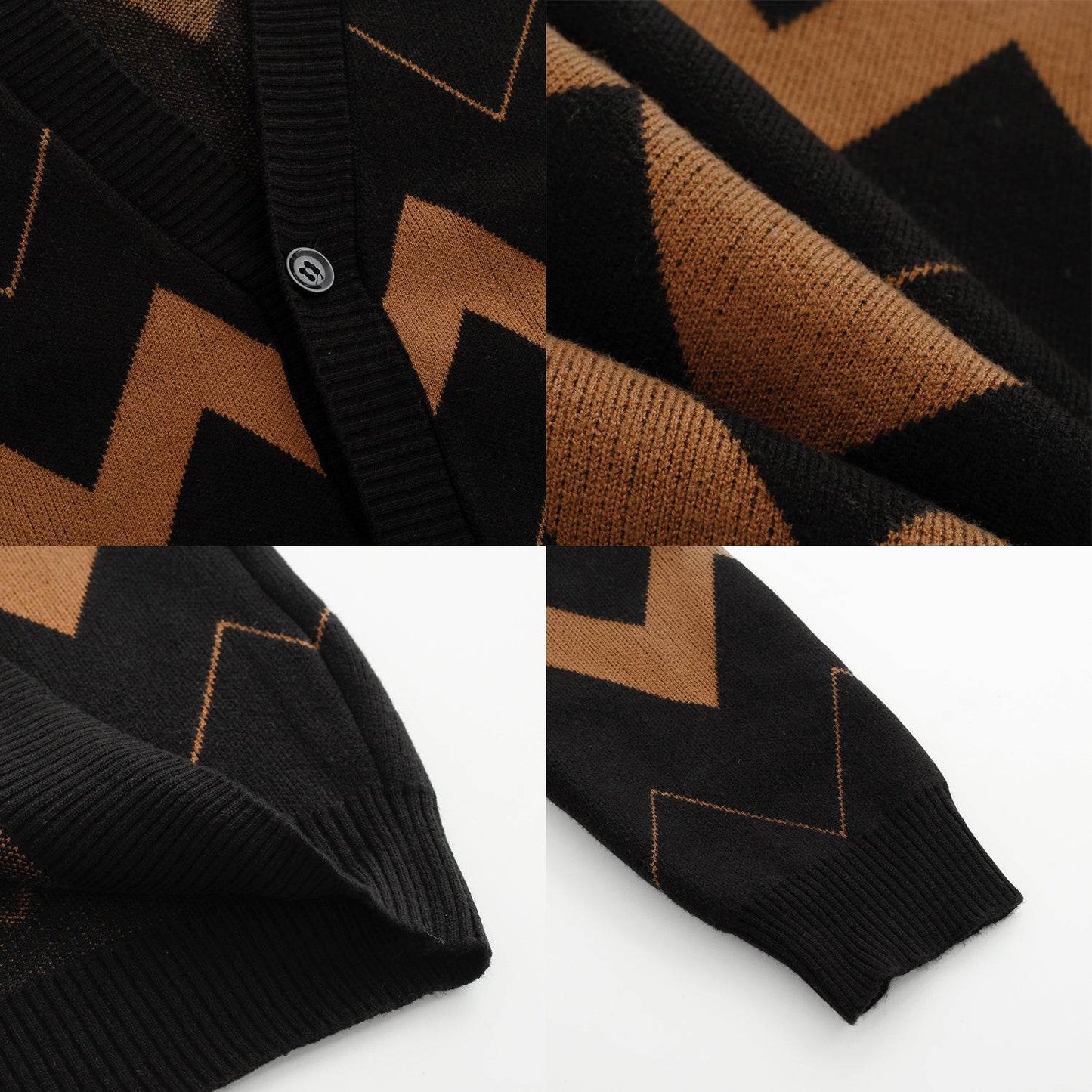 Buycenter Men's Wave Pattern Cardigan Sweater - Youth Pop Style - Buy Center