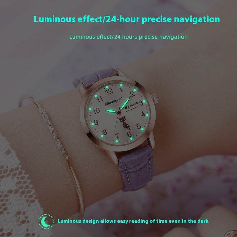Buycenter Women's Luminous Quartz Watch - Stylish Waterproof Belt Options - Buy Center