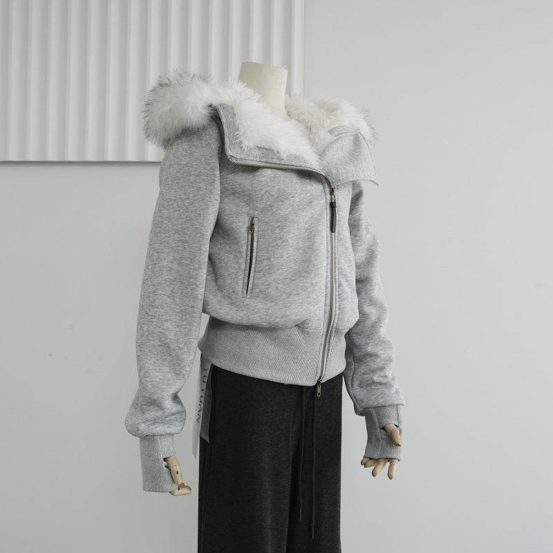 Hooded Fur Collar Plush Cotton Coat - Stylish & Comfortable Outerwear 2025 - Buy Center