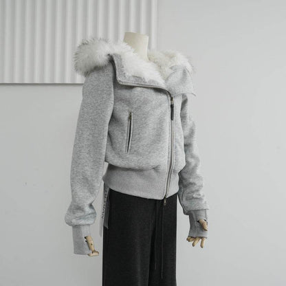 Hooded Fur Collar Plush Cotton Coat - Stylish & Comfortable Outerwear 2025 - Buy Center