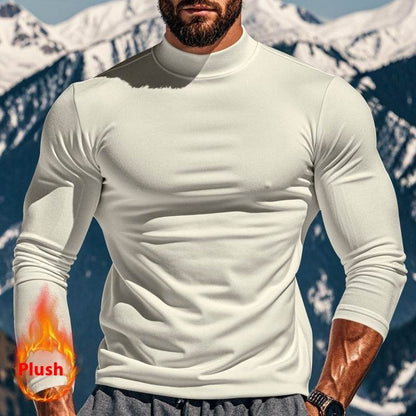 Buycenter Slim-Fit Half Turtleneck Men's Top - Stylish Pullover in Black, White, Brown - Buy Center