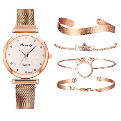Women's Milan Mesh Strap Watch - Elegant with 4 Colorful Bracelets - Buy Center