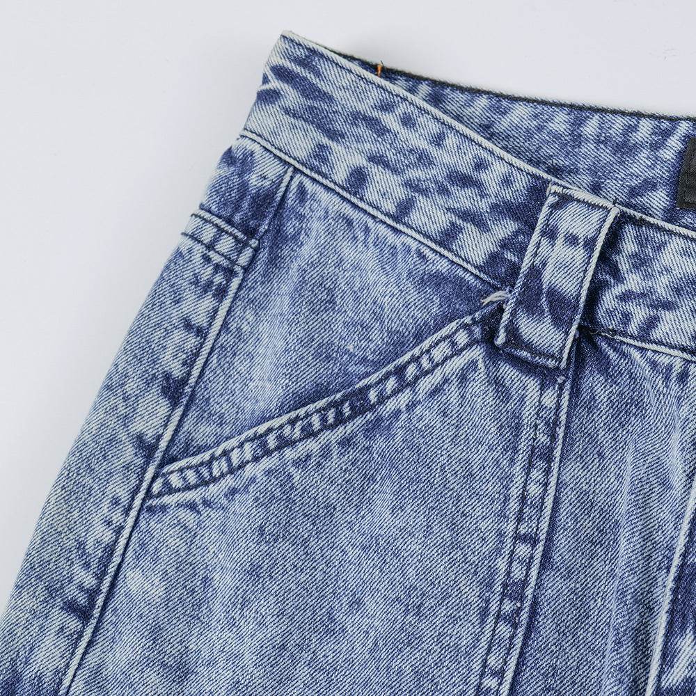 Men's Multi-pocket Washed-out Jeans - Casual Denim Trousers for All Seasons - Buy Center