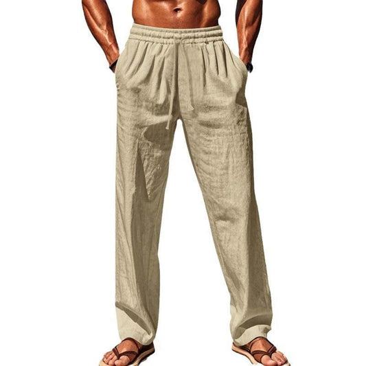 Breathable Cotton Linen Sports Trousers - Loose Fit, Mid Waist Comfort - Buy Center