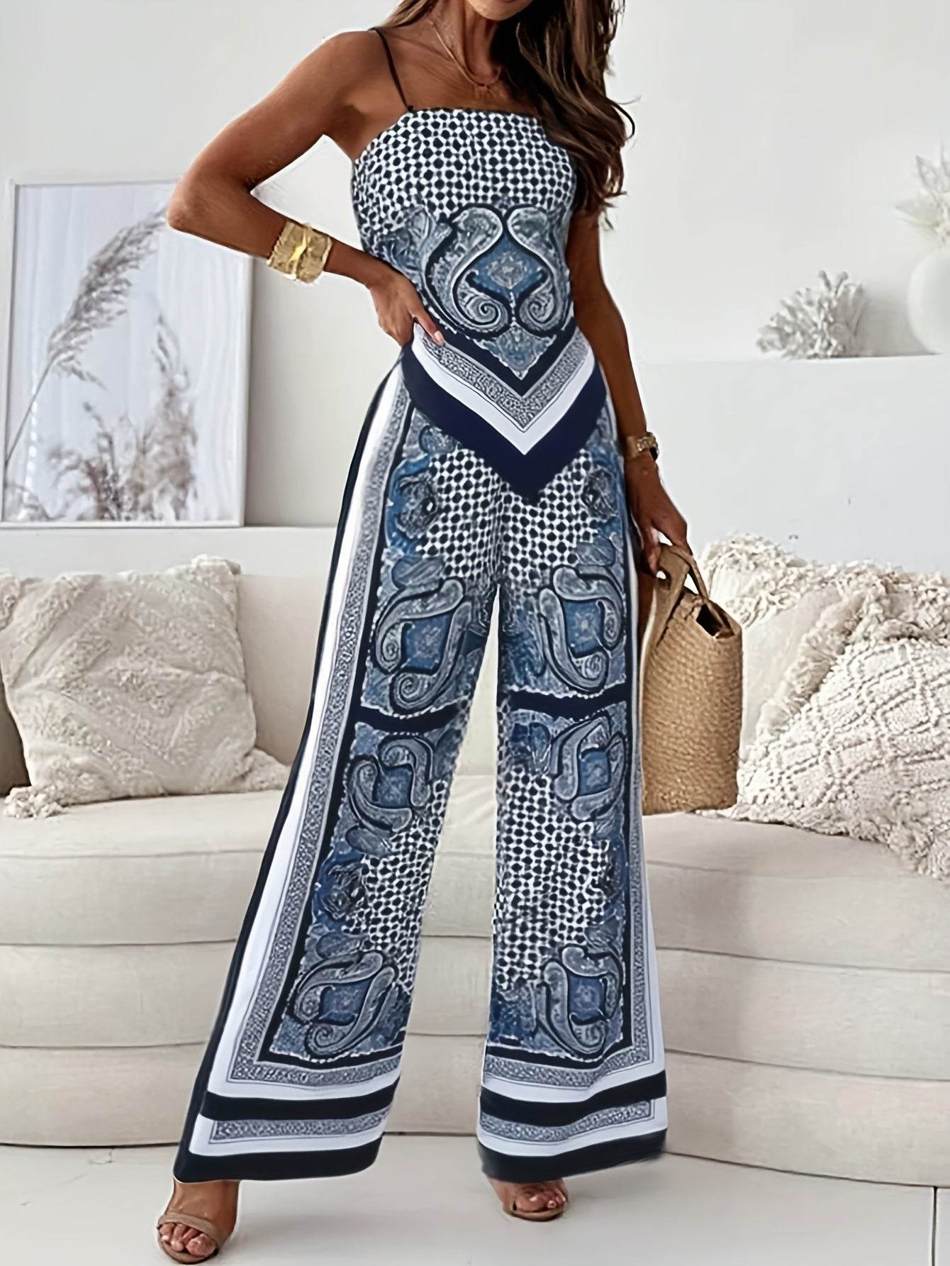 Elegant Women's Lace Up Vest and Wide Leg Pants Set - Spring/Summer Fashion - Buy Center