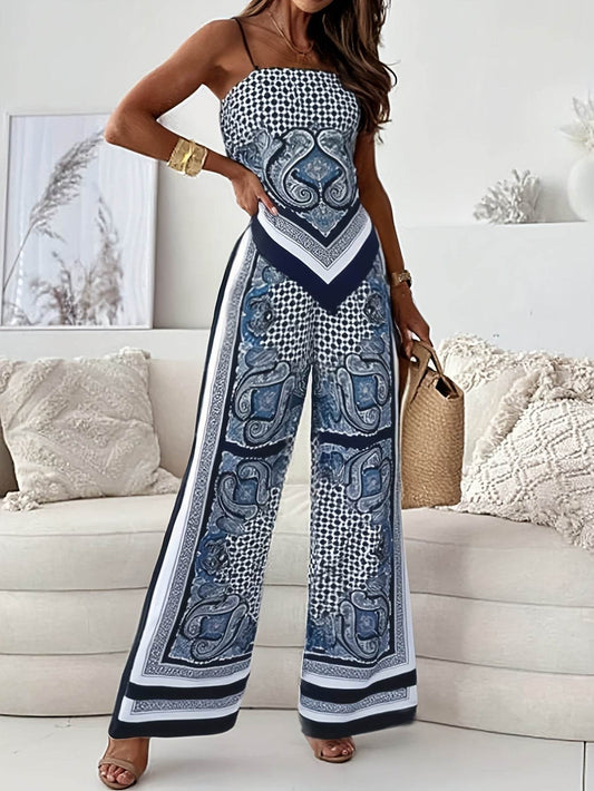 Elegant Women's Lace Up Vest and Wide Leg Pants Set - Spring/Summer Fashion - Buy Center