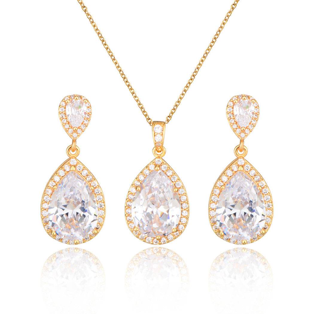 Elegant Zircon Water Drops Necklace & Earring Set - Bridal Jewelry 2025 - Buy Center