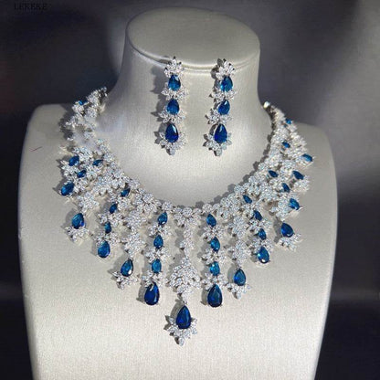 Buy Center Blue Rhinestone Jewelry Set - Necklace, Earrings, Bracelet, Ring - Buy Center