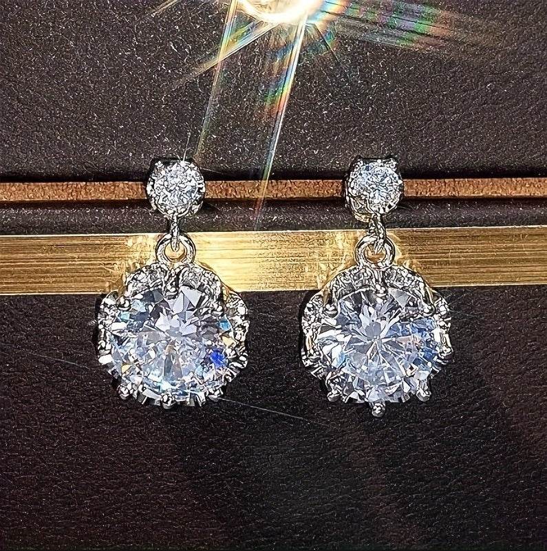 Elegant Moissanite Drop Earrings - Hypoallergenic White Gold Jewelry - Buy Center