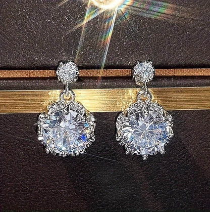 Elegant Moissanite Drop Earrings - Hypoallergenic White Gold Jewelry - Buy Center
