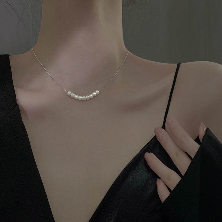 Buy Center 925 Silver Pearl Necklace for Women - Elegant Cold Style Clavicle Chain - Buy Center