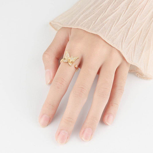 Buy Center Golden Butterfly Spinning Ring - Adjustable 925 Silver Jewelry - Buy Center