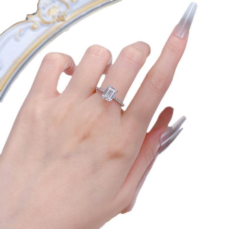 Buycenter S925 Silver Diamond Ring for Women - Stylish Geometric Design - Buy Center