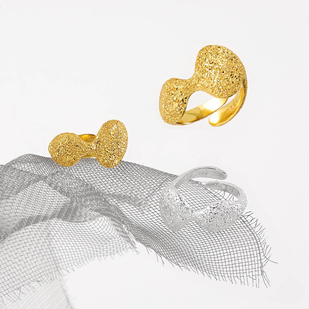 Geometric Round Frosted Ring - Irregular Design for Modern Women - Buy Center