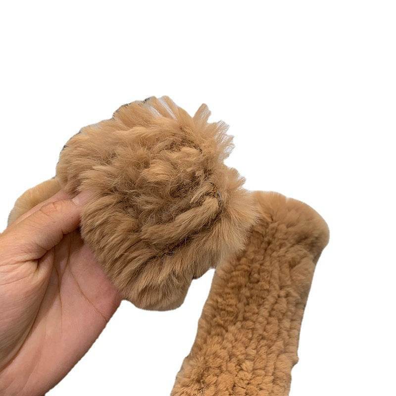 Sweet Warm Rex Rabbit Fur Gloves - Cozy Half Finger Design for Winter - Buy Center