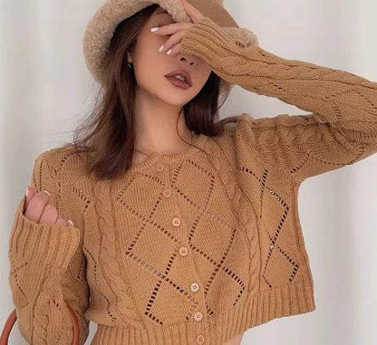 Retro High Waisted Sweater for Women - Slimming Long Sleeve Style - Buy Center