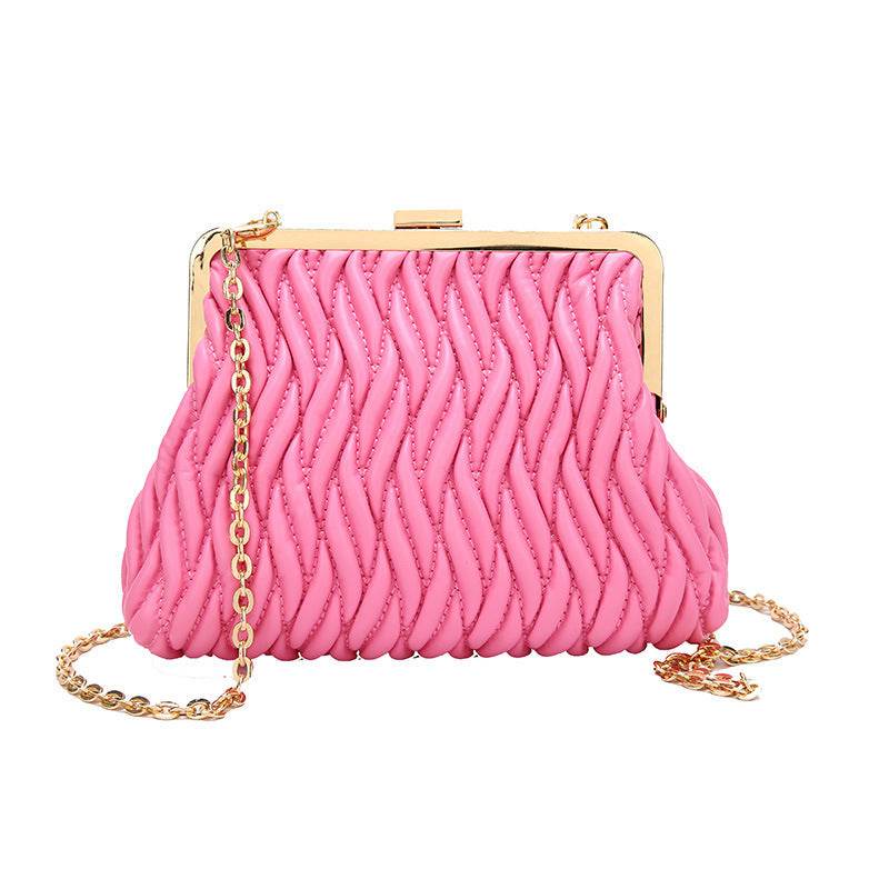 Buycenter Pleated Handbag - Chain Lock Design for Evening Outfits - Buy Center