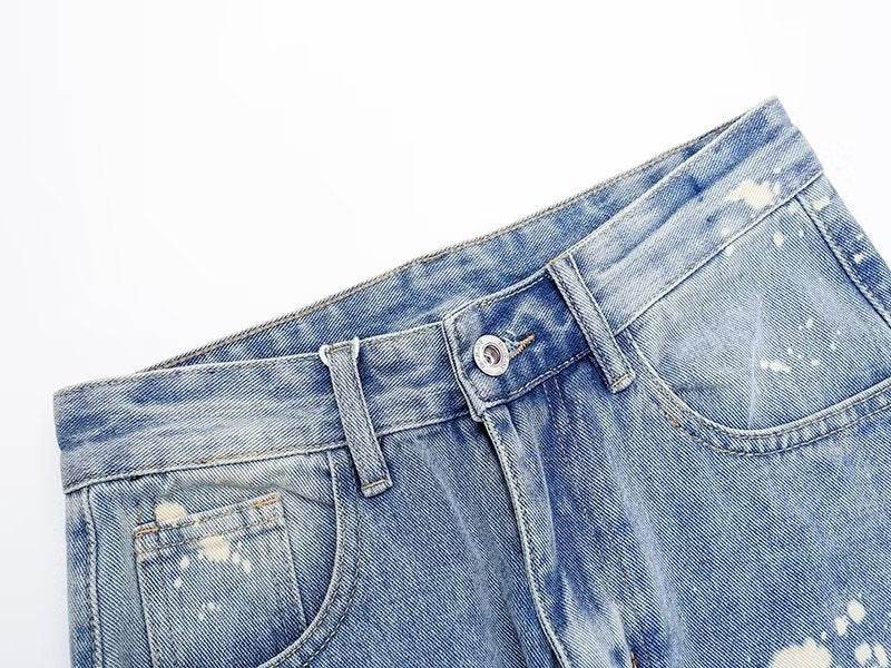 Trendy Men's Straight Trousers - Hand-Painted Jeans in Multiple Sizes - Buy Center