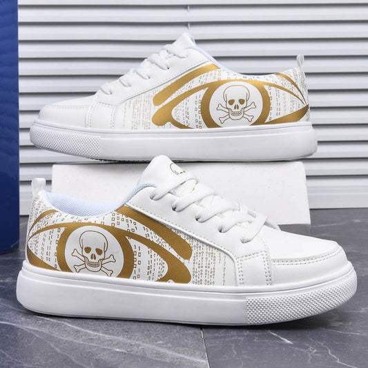 Stylish Plus Size White Leather Flats - Unique Skull Pattern for 2025 - Buy Center