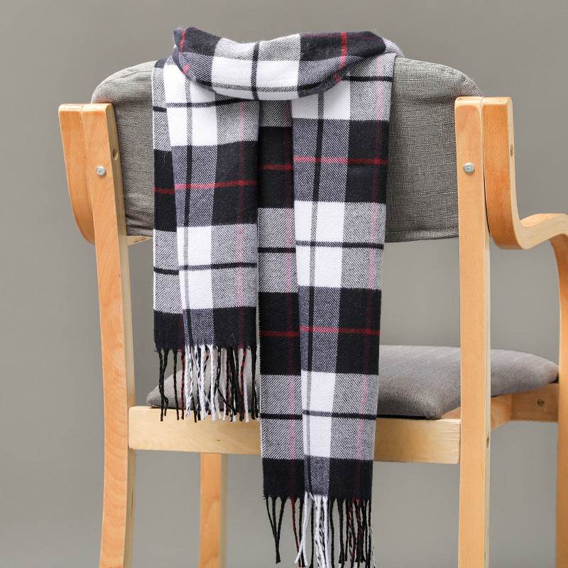 British Plaid Cashmere Scarf - Stylish Tassels, Perfect for Couples & Families - Buy Center