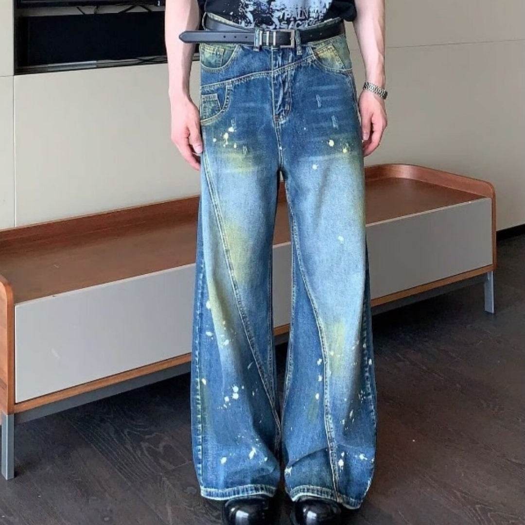 Retro Deconstruction Stitching Jeans - Stylish Mid Waist Pants for All - Buy Center