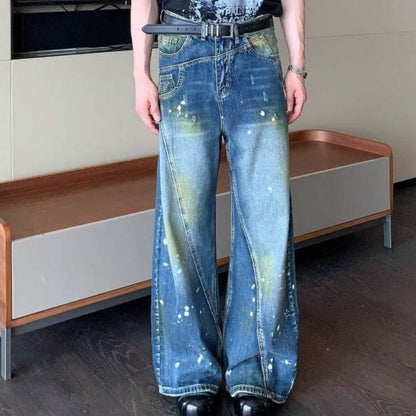 Retro Deconstruction Stitching Jeans - Stylish Mid Waist Pants for All - Buy Center