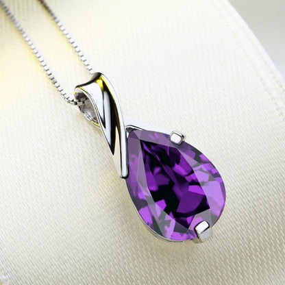 Buycenter Sweet Purple Crystal Necklace - Angel Tears Pendant for Women - Buy Center
