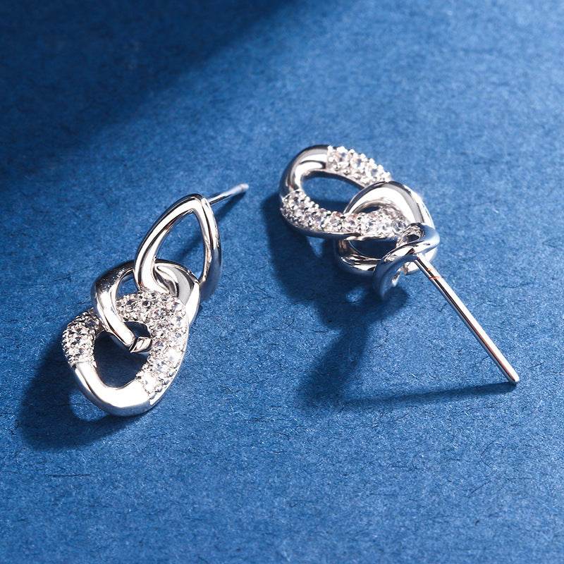 Trendy Diamond-Embedded Three-Chain Earrings - Unisex Geometric Style - Buy Center