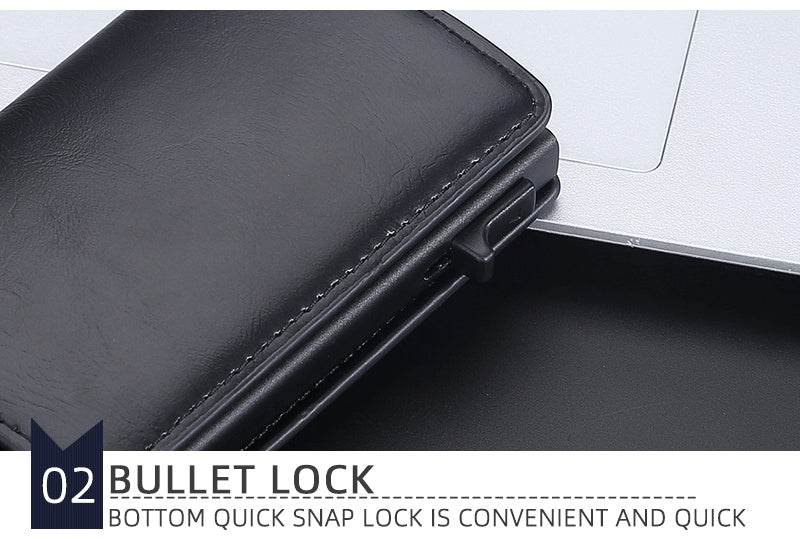 Crazy Horse Leather Card Clamp Wallet - Stylish & Anti-Degaussing for Men - Buy Center