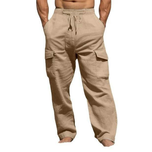 Buycenter Men's Casual Drawstring Pants - Multi-Pocket Summer Wear - Buy Center