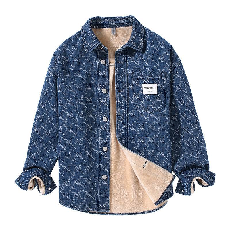 Buycenter Casual Denim Long Sleeve Shirt - Trendy Floral & Fleece Lined - Buy Center