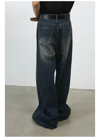 Personality Denim Men's Straight Loose Wide-Leg Pants - Casual Korean Style - Buy Center