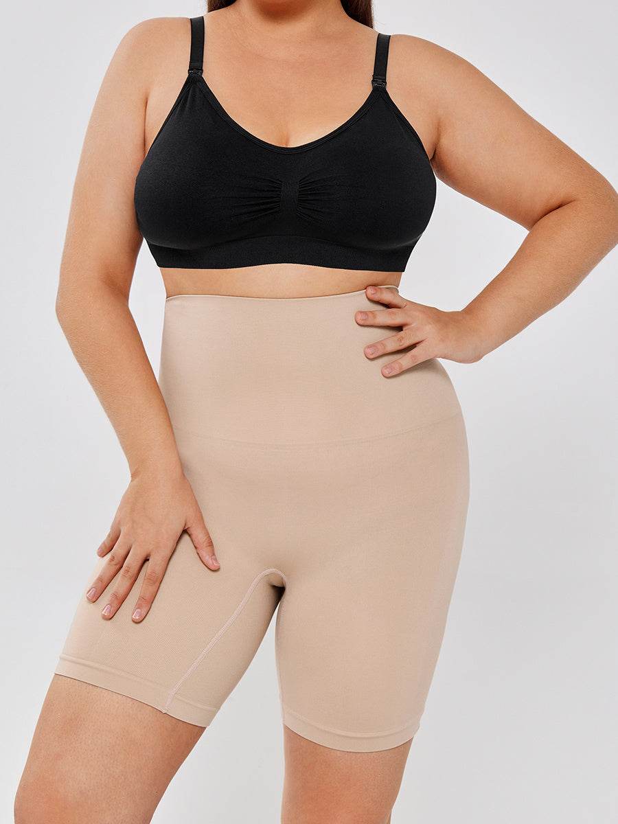 High Waisted Body Shaper Shorts - All Season Women's Leggings in Apricot & Black - Buy Center