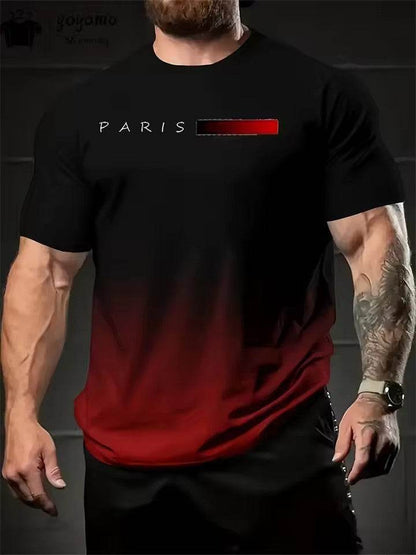 Buycenter 3D Printed Gradient Color Slogan T-Shirt for Men - Summer Style - Buy Center