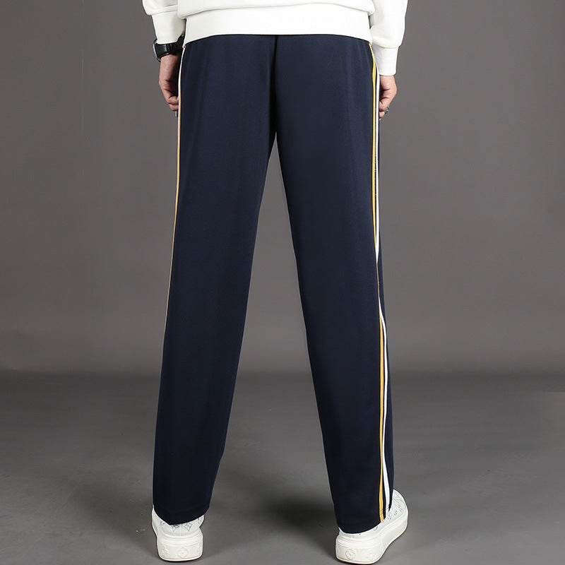 Spring Summer Yellow Striped Uniform Pants - Mid Waist Sports Trousers - Buy Center