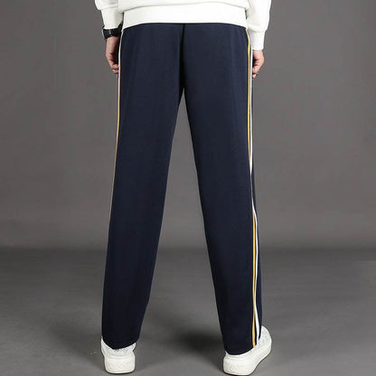 Spring Summer Yellow Striped Uniform Pants - Mid Waist Sports Trousers - Buy Center