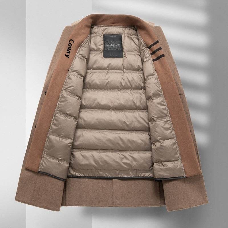 Buycenter Men's Woolen Coat - Stylish Mid-Length Winter Outerwear - Buy Center