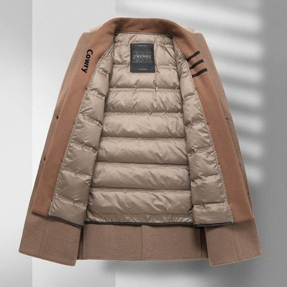 Buycenter Men's Woolen Coat - Stylish Mid-Length Winter Outerwear - Buy Center