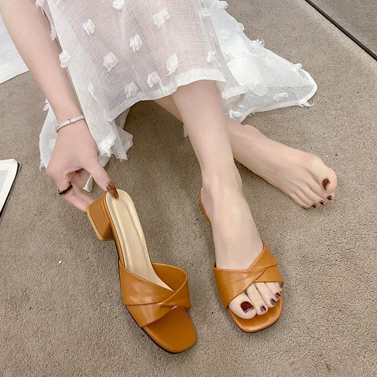 Women’s Summer Half Slippers – Soft PU & Trendy Square Toe Design - Buy Center