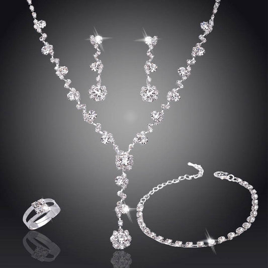 Buy Center Silver Color Tone Crystal Tennis Jewelry Set - Elegant African Style - Buy Center