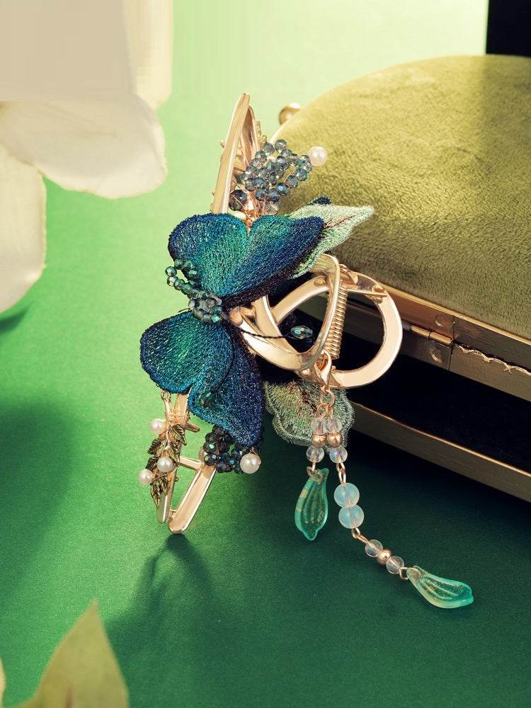 Device Shark Mori Style Butterfly Clip - Palace Blue Wedding Hair Accessory - Buy Center