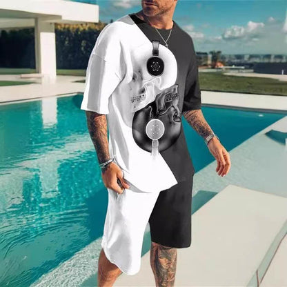 Simple Men's 3D Print Oversized Shirt & Shorts Set - Stylish Comfort 2025 - Buy Center
