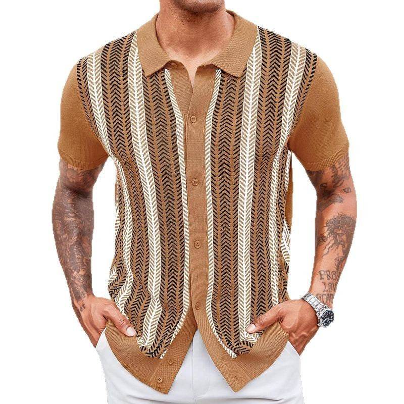 Men's Casual Striped Jacquard Sweater - Soft Tencel Fabric, Summer Style - Buy Center