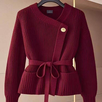 Buycenter Red Design Birthday Year Sweater - Lace Up Cardigan Style - Buy Center