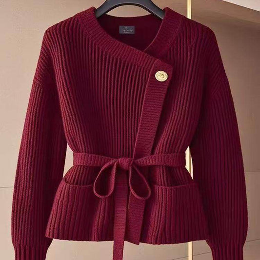 Buycenter Red Design Birthday Year Sweater - Lace Up Cardigan Style - Buy Center