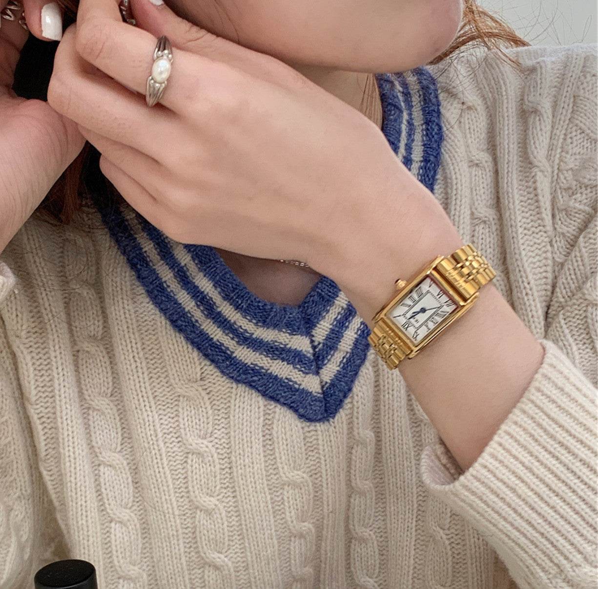 Buy Center Retro Women's Gold Dress Watch - Stylish Steel Belt Design - Buy Center