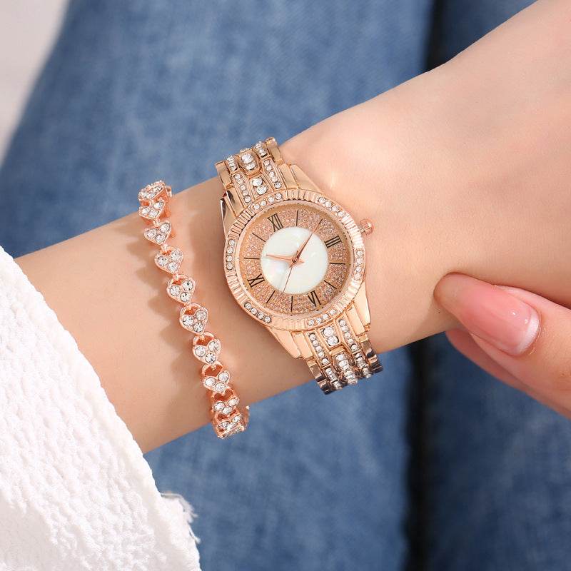 Buycenter Luxury Women's Bracelet Set - Diamond-Embedded Quartz Watch - Buy Center