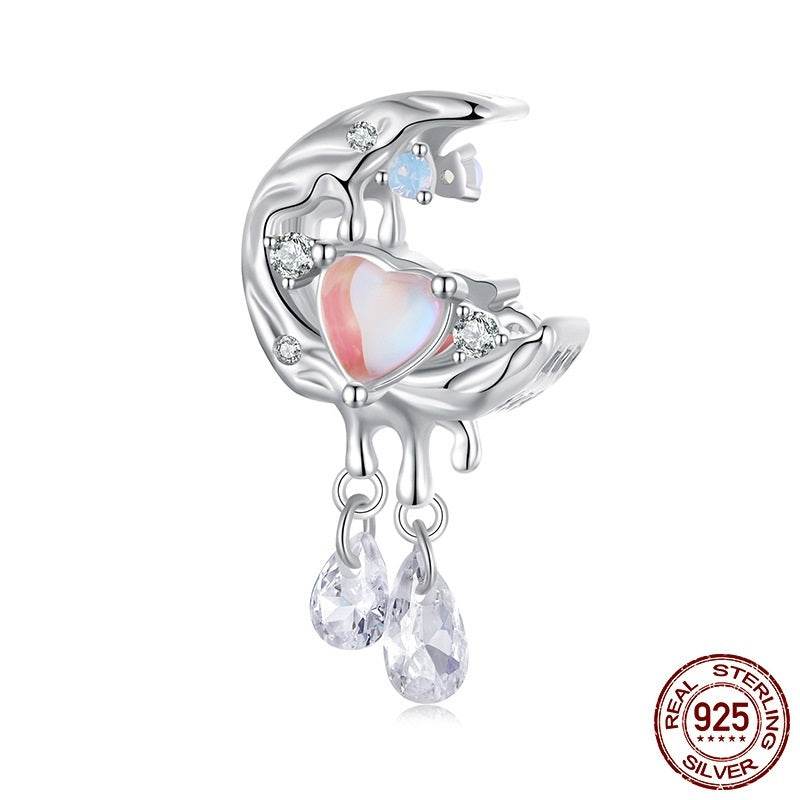 Moonlight Beaded DIY Bracelet - 925 Silver Moon Pendant Accessory - Buy Center